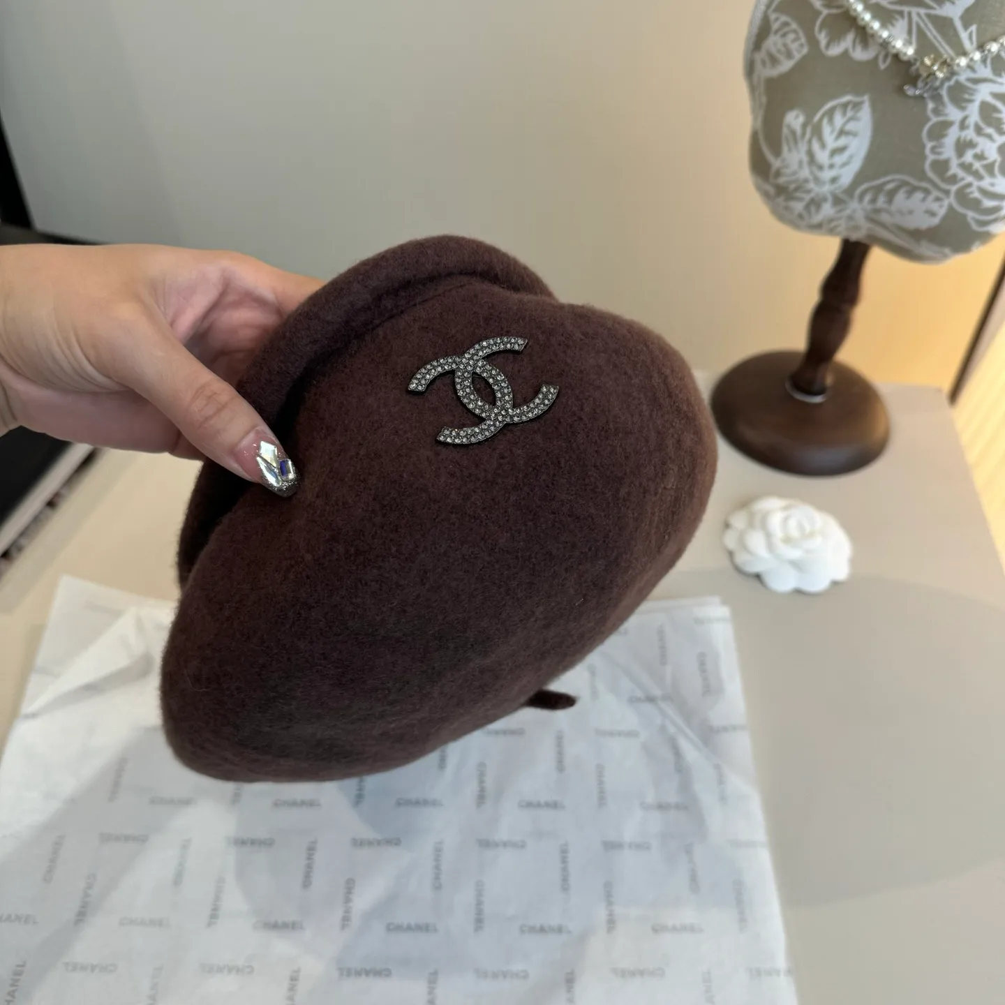💰120¥ Chanel wool beret, pumpkin hat, 100% wool🦙 fabric, head circumference 57cm