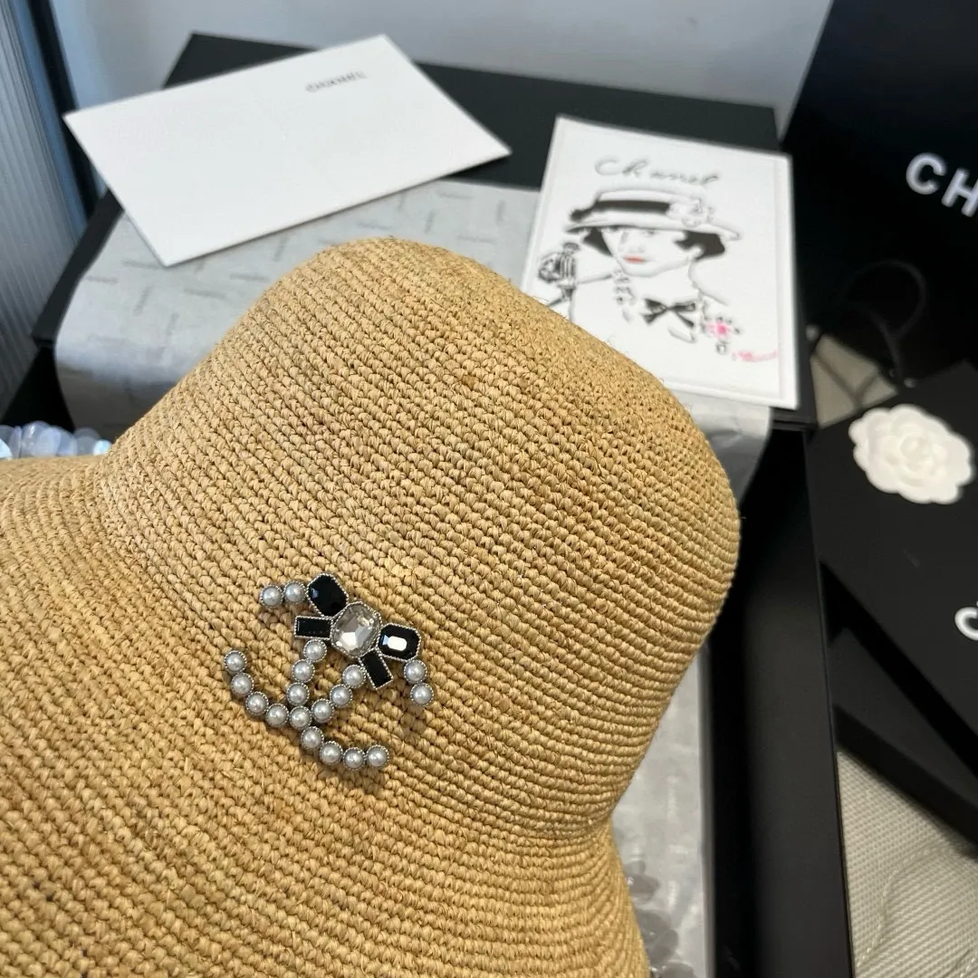 💰220¥ Chanel Raffia straw hat, hand-crocheted, high-end customization, head circumference 57cm