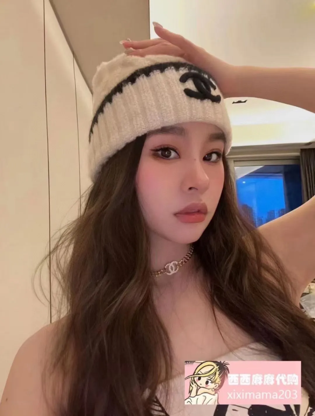 Running amount 80¥ Chanel Chanel 2022 autumn and winter official style wool hat, black and white