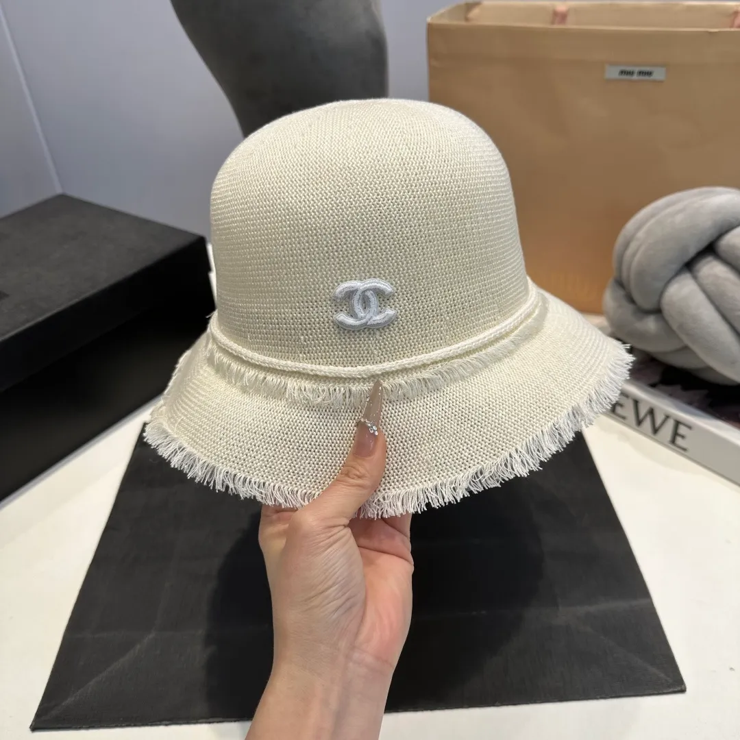 P80 Chanel handhook straw hat, sunshade straw hat, foldable, head circumference 57cm