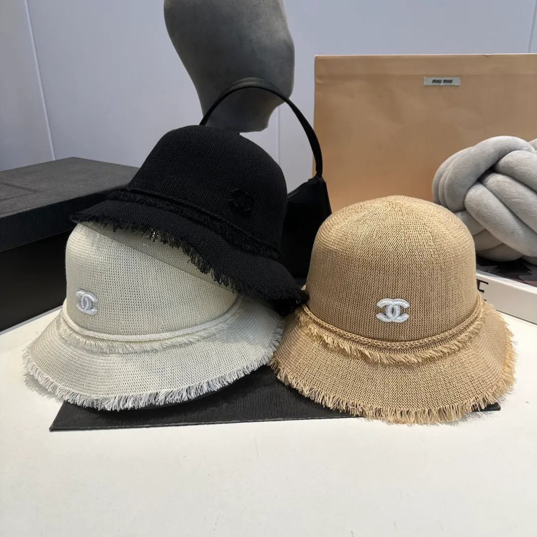 P80 Chanel handhook straw hat, sunshade straw hat, foldable, head circumference 57cm