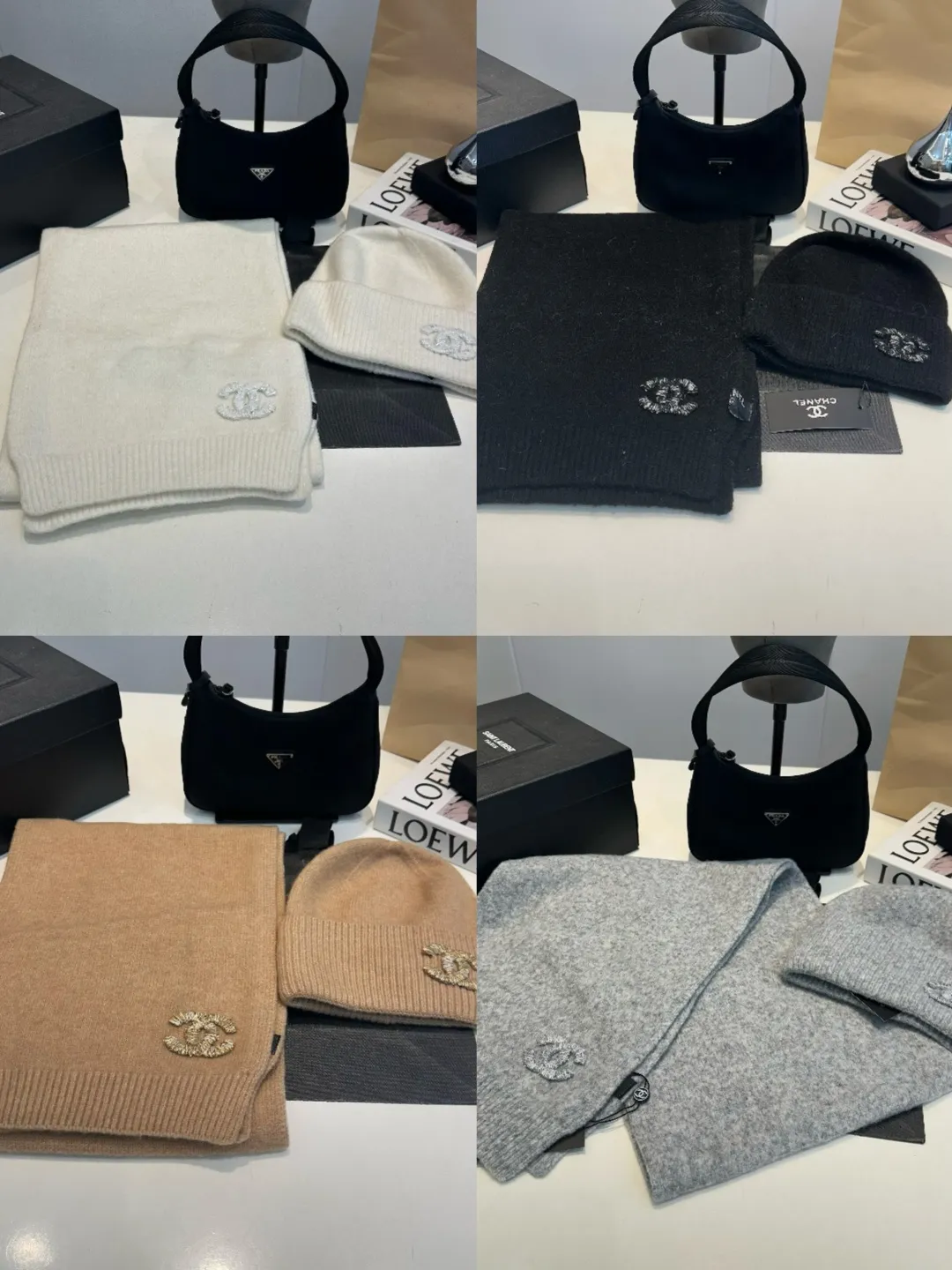 P220 Chanel Chanel knitted cashmere scarf hat set official model