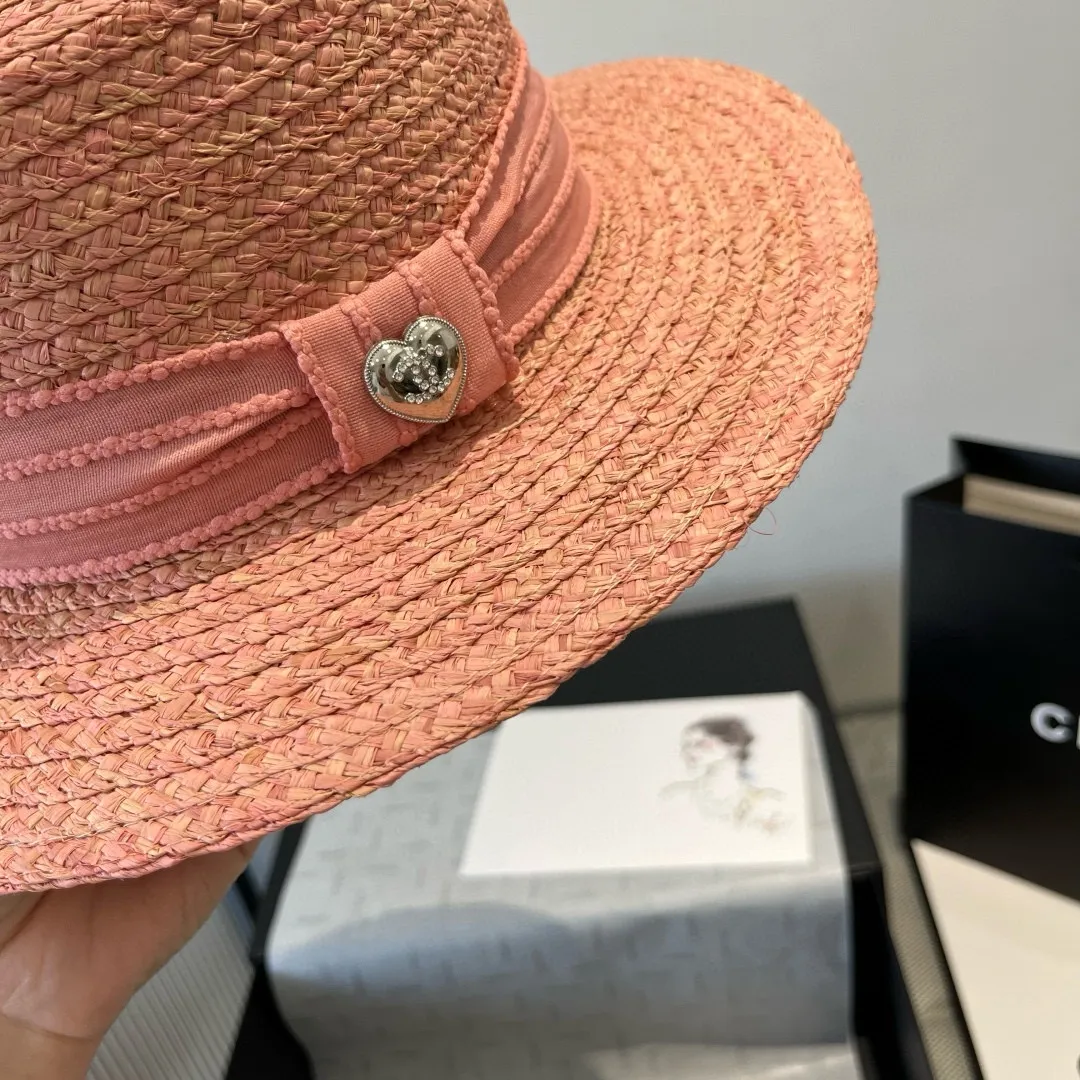 💰140¥ Chanel new raffia hat, flat top sun hat, head circumference 57cm