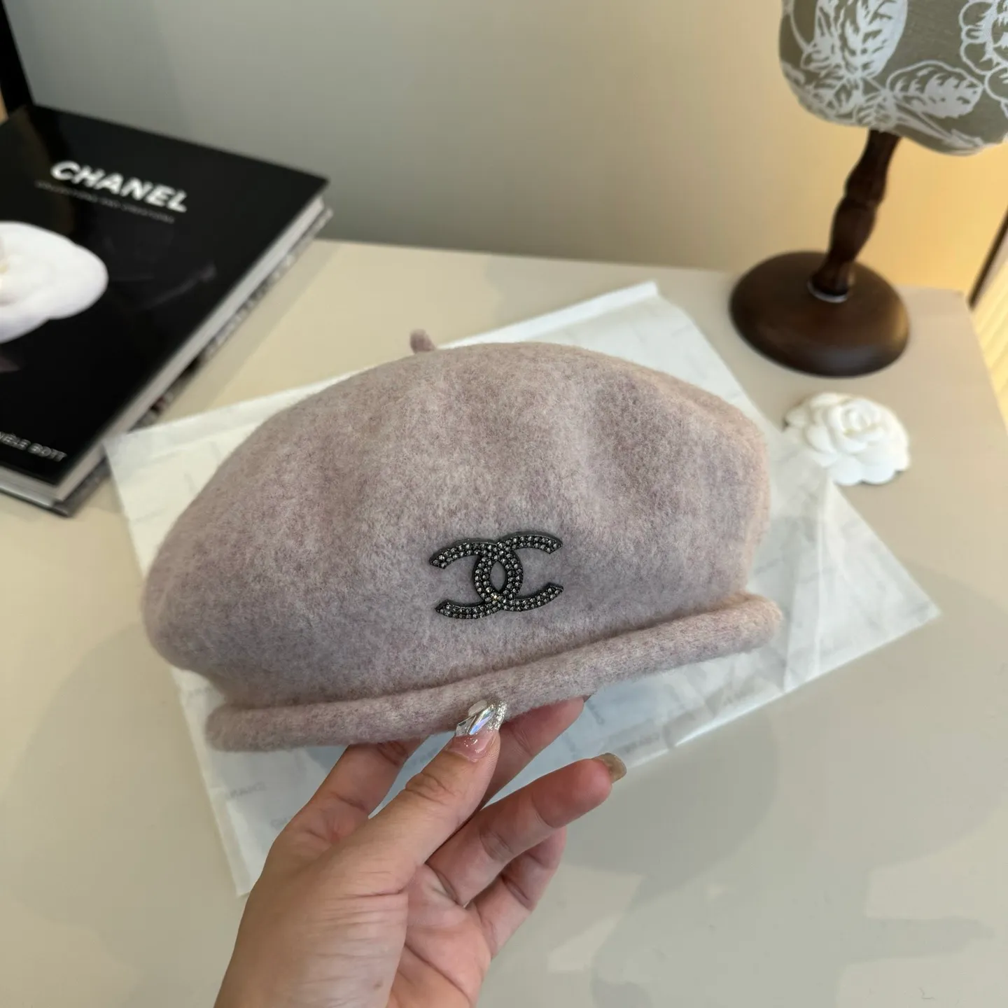 💰120¥ Chanel wool beret, pumpkin hat, 100% wool🦙 fabric, head circumference 57cm