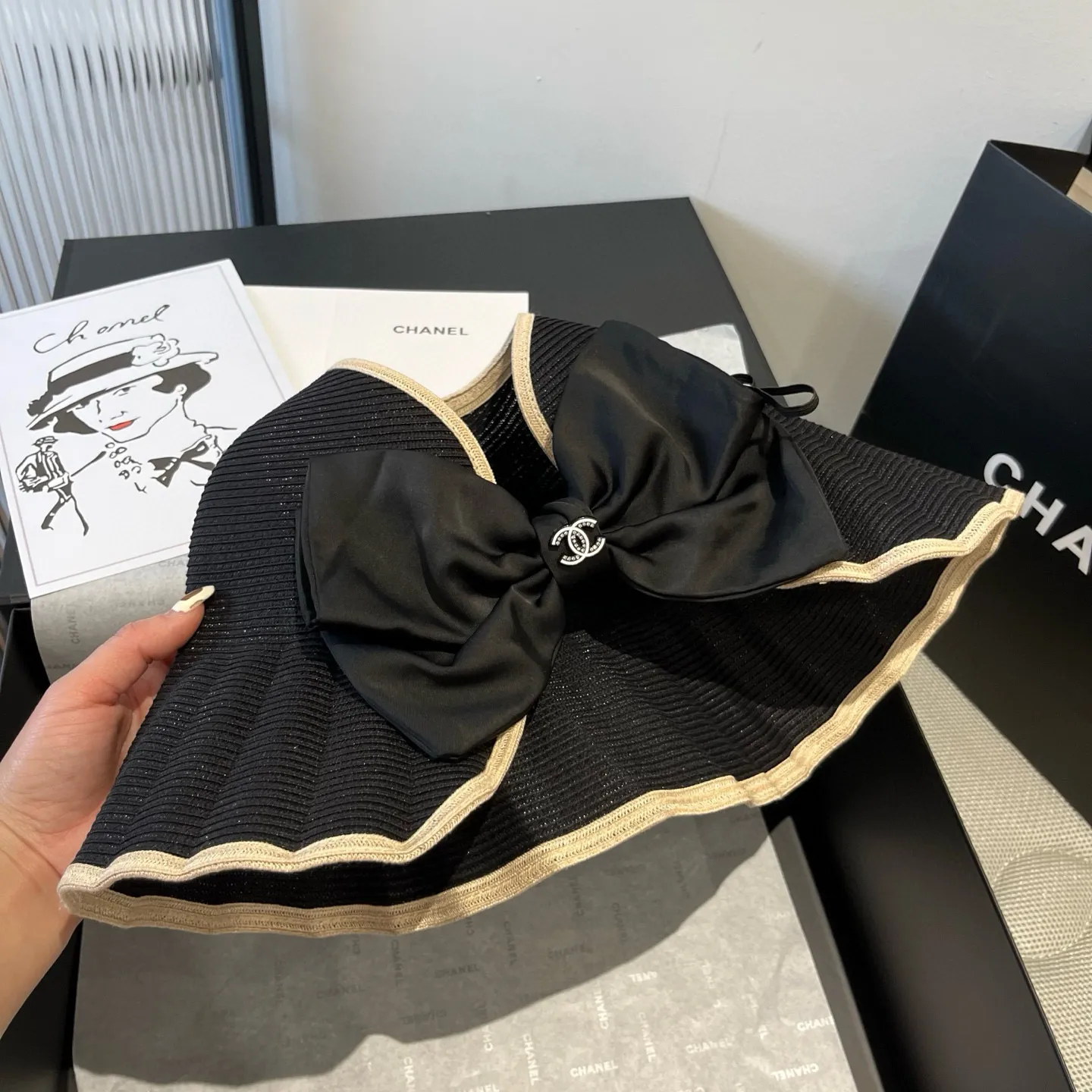 💰160¥ Chanel wavy edge empty top straw hat, head circumference 57cm