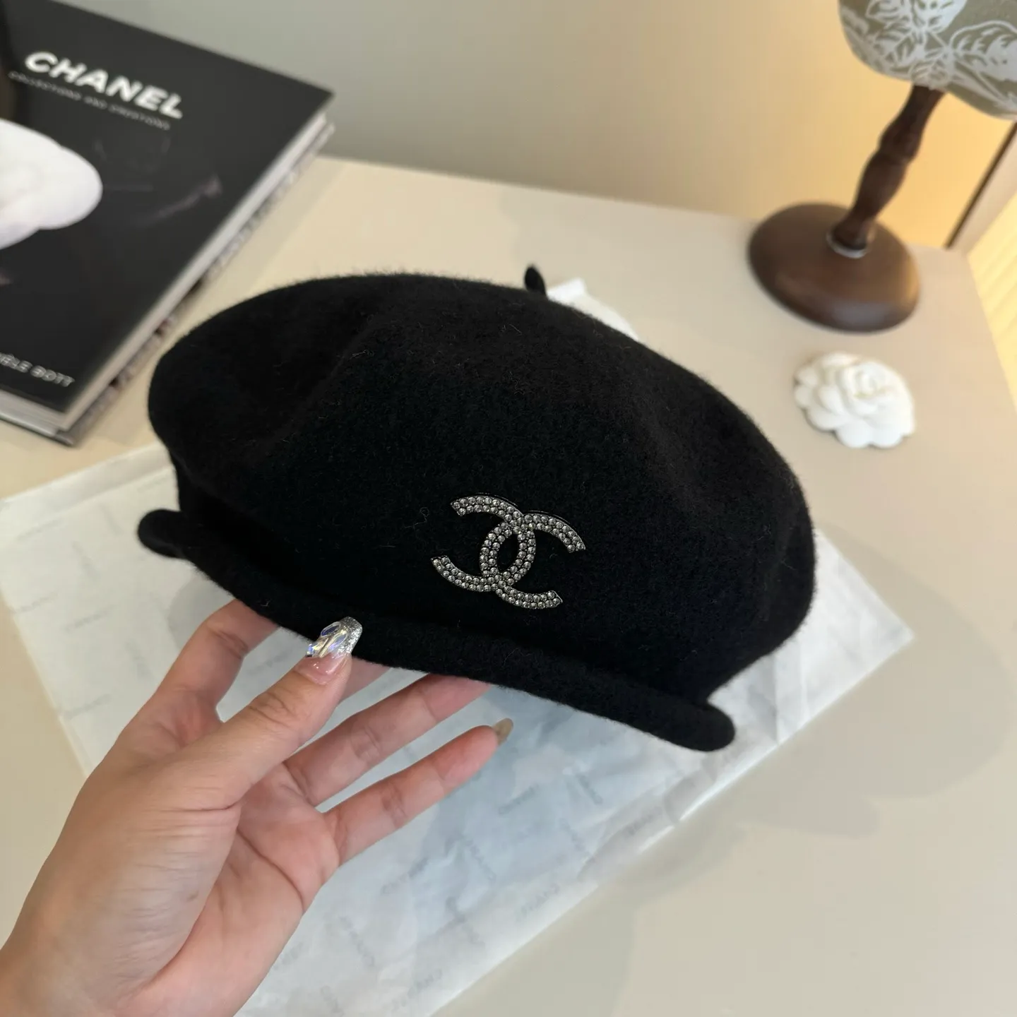 💰120¥ Chanel wool beret, pumpkin hat, 100% wool🦙 fabric, head circumference 57cm