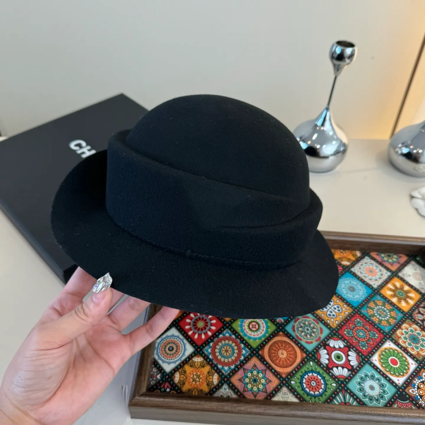 💰180¥ Chanel's new wool curled basin hat, irregular cut design, head circumference 57cm