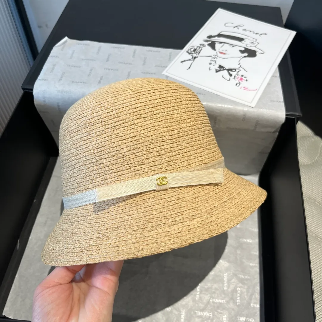 💰170¥ Chanel raffia hat, customized high-end linen yarn, head circumference 57cm