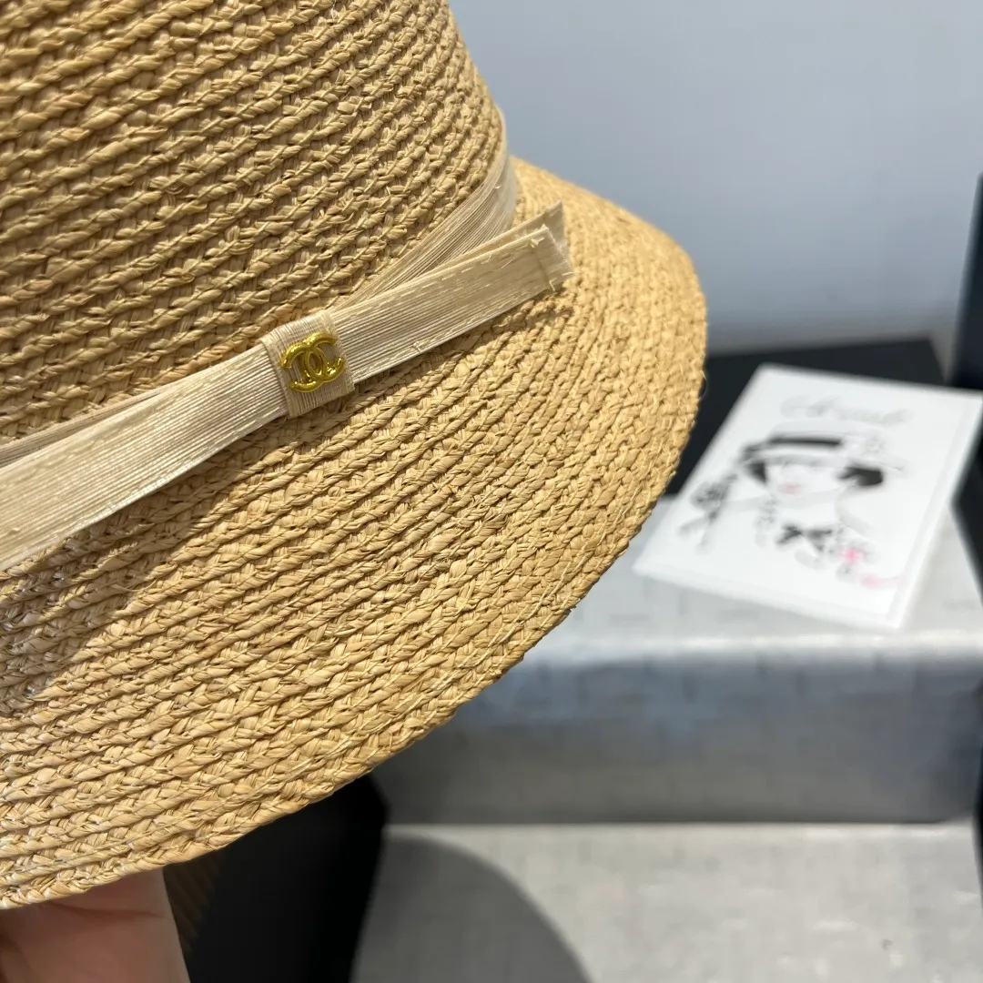 💰170¥ Chanel raffia hat, customized high-end linen yarn, head circumference 57cm