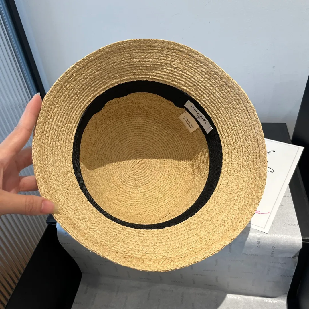 💰170¥ Chanel raffia hat, customized high-end linen yarn, head circumference 57cm