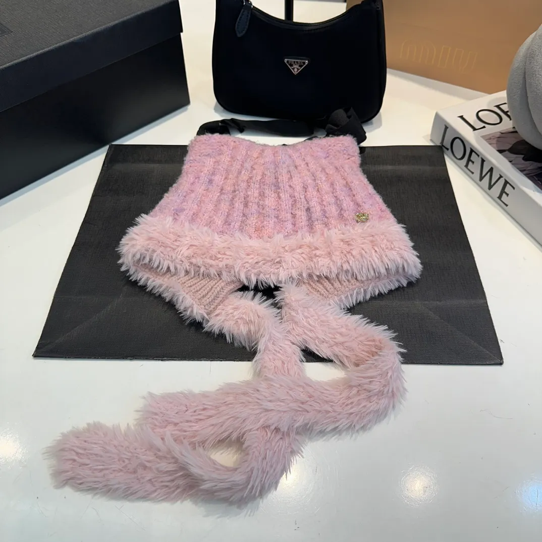 P60 CHANEL Chanel Cat Ears Wool Hat Women's Autumn and Winter Warm Ear Protection Knitted Hat Japanese Cute Pullover Hat 2024 New Cold Hat