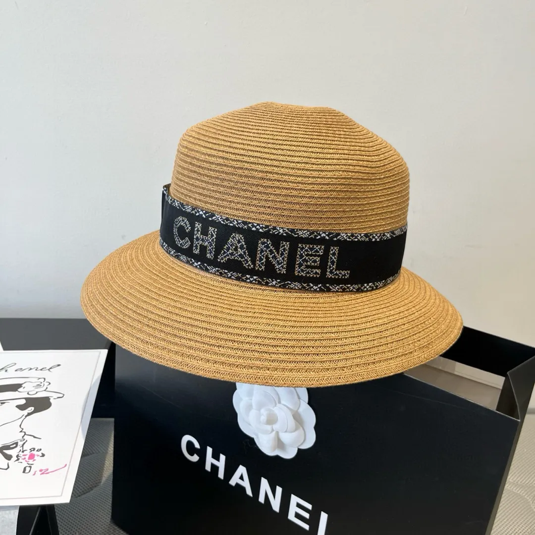 💰170¥ Chanel new straw hat, lady style sun hat, head circumference 57cm