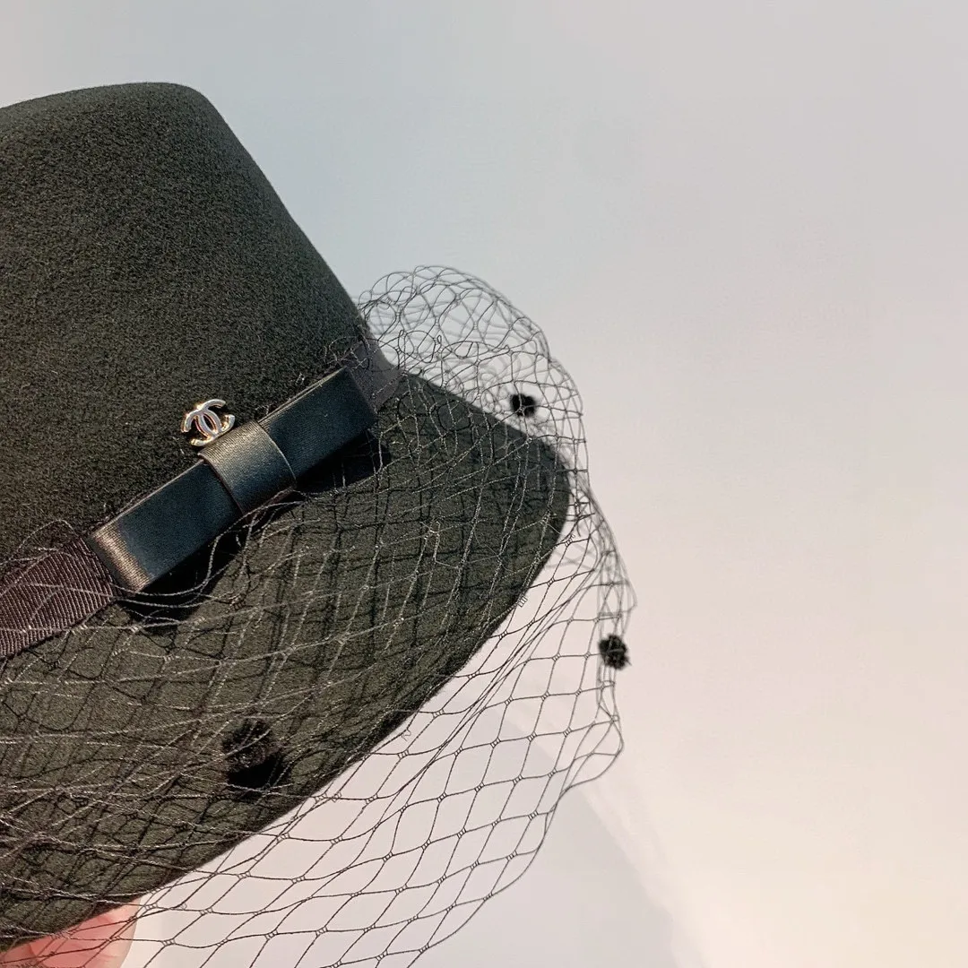 🉐140👒Chanel 2021 autumn and winter new style, 100% wool bucket hat, mesh bucket hat, black and khaki, head circumference 57cm