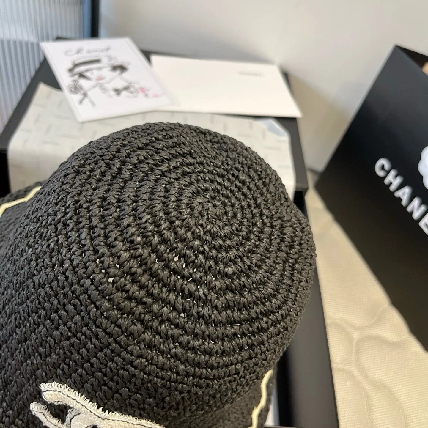 💰100¥ Chanel new straw hat, hand-crocheted straw hat, foldable, easy to carry, head circumference 57cm