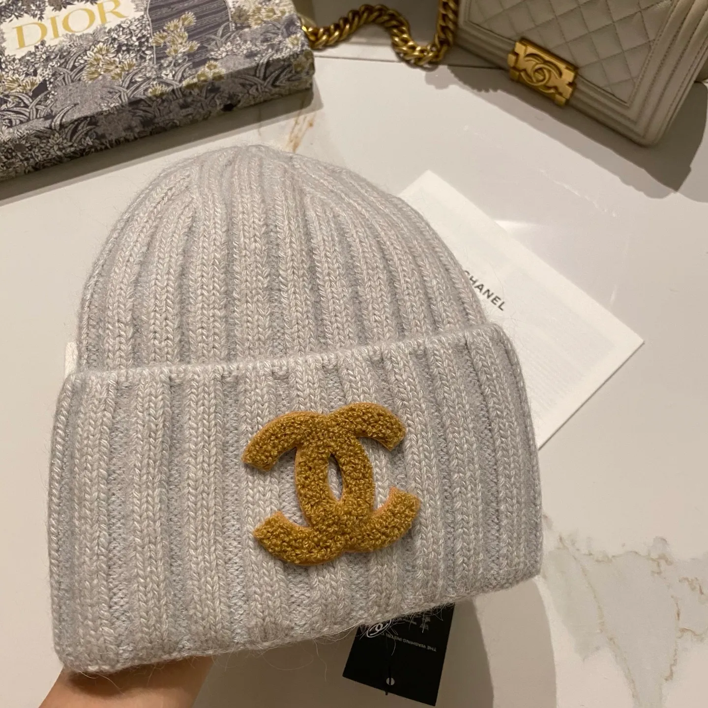 Chanel Chanel rabbit fur knitted hat