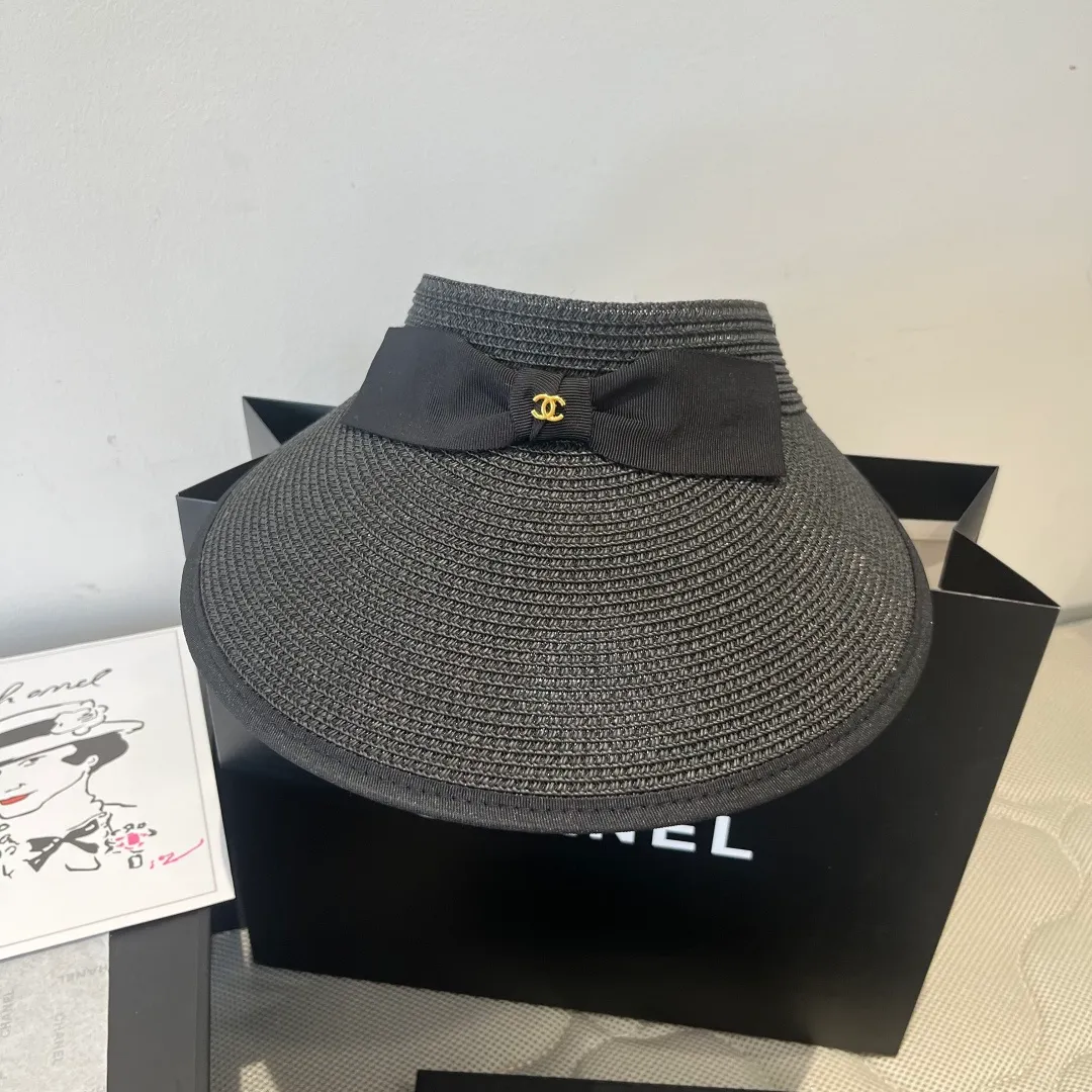 💰100¥ Chanel bow sun hat, empty top straw hat, adjustable