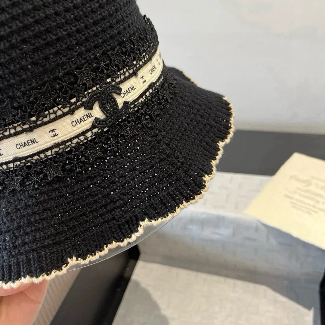 💰100¥ Chanel knitted handhook bucket hat, wavy edge top hat, head circumference 57cm