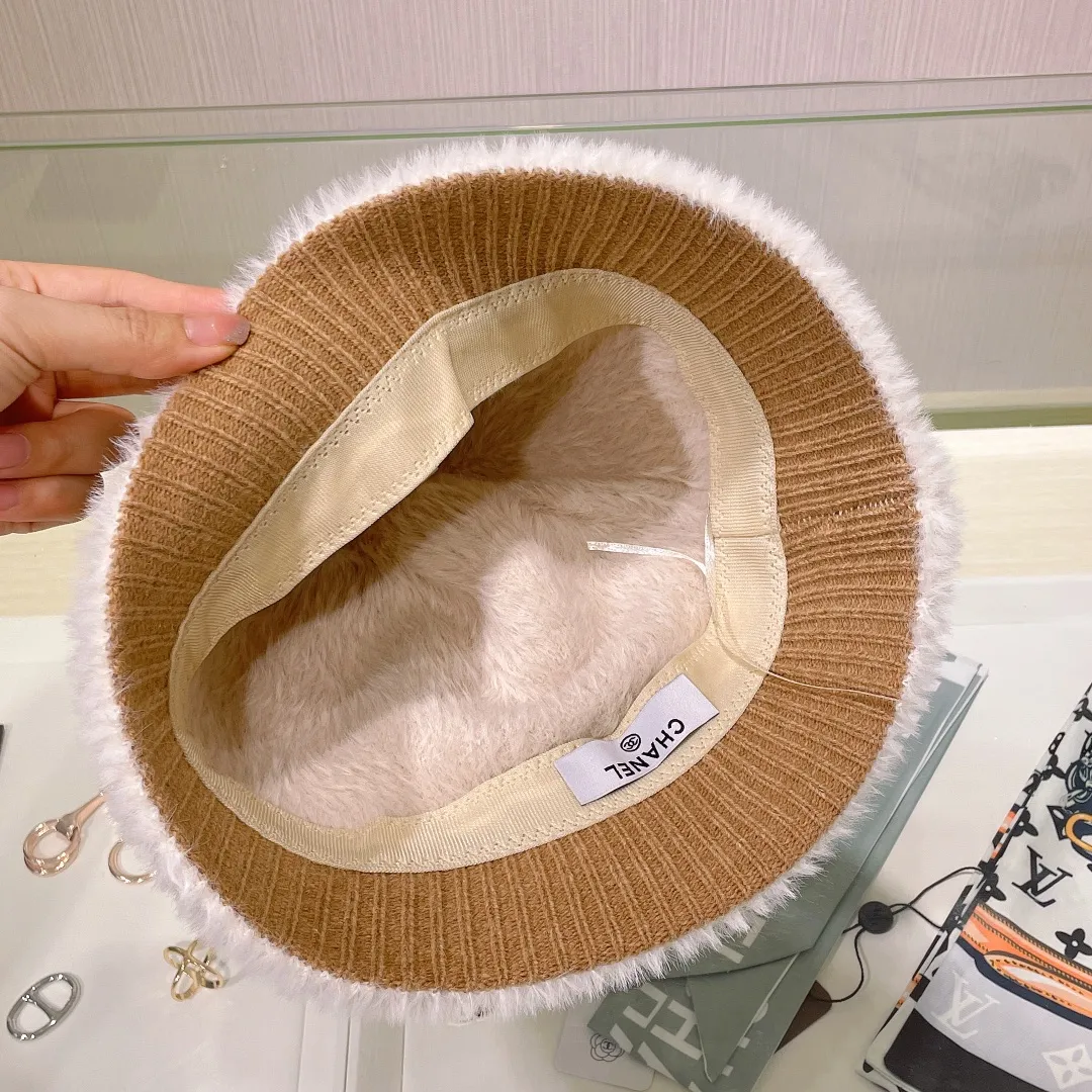 P60💛 Comes with dust bag [CHANEL Chanel] 2023 autumn and winter small fragrance style plush fisherman hat, Korean style design ~ a must-have