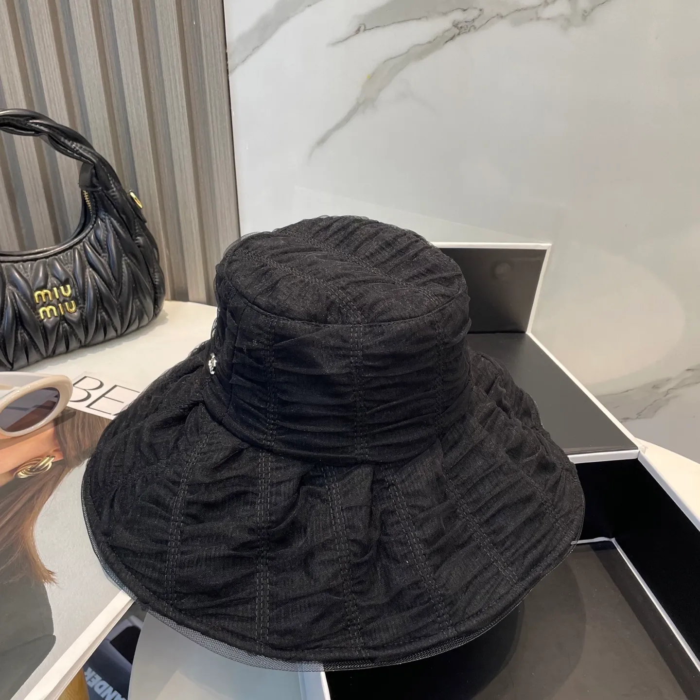 P80 Chanel Chanel large brim sun protection fisherman hat, summer UV protection seaside vacation beach sun hat sun protection sun hat simple internet celebrity style, head circumference 57cm
