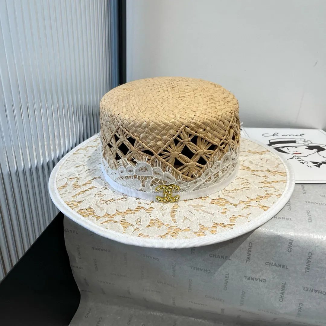 💰210¥ Chanel flat top hat, raffia hat, super heavy duty customization, head circumference 57cm