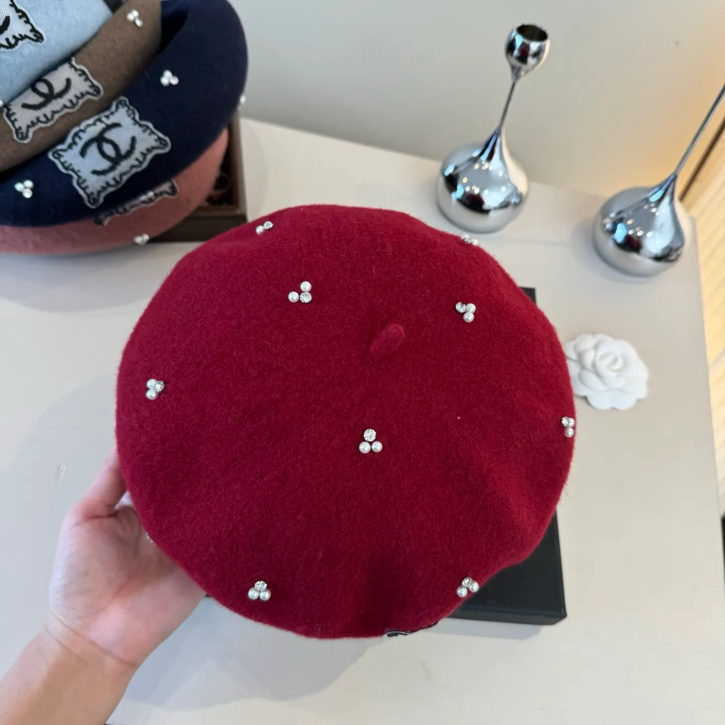 💰130¥ Chanel wool beret, pumpkin hat, 100% wool🦙 fabric, head circumference 57cm