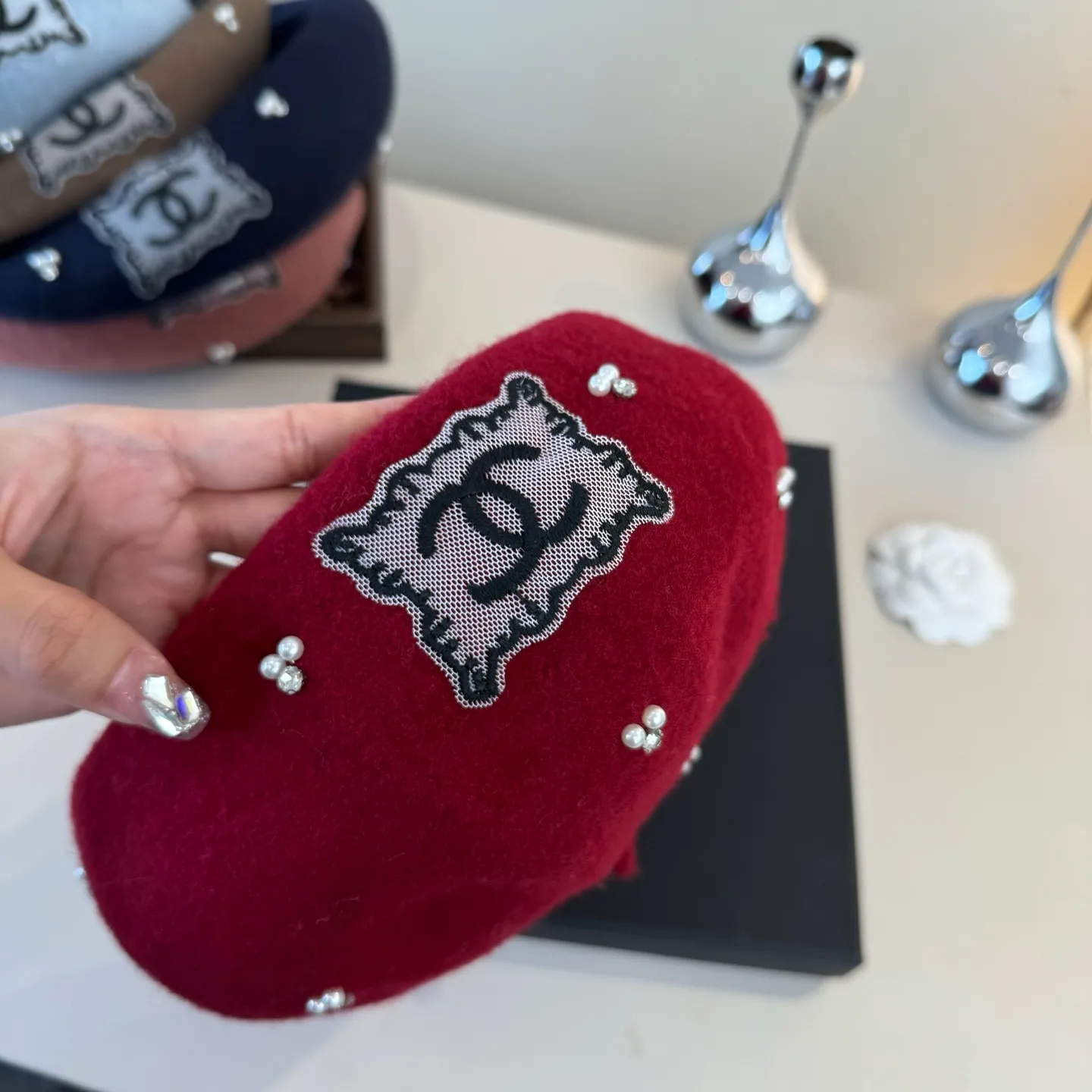 💰130¥ Chanel wool beret, pumpkin hat, 100% wool🦙 fabric, head circumference 57cm