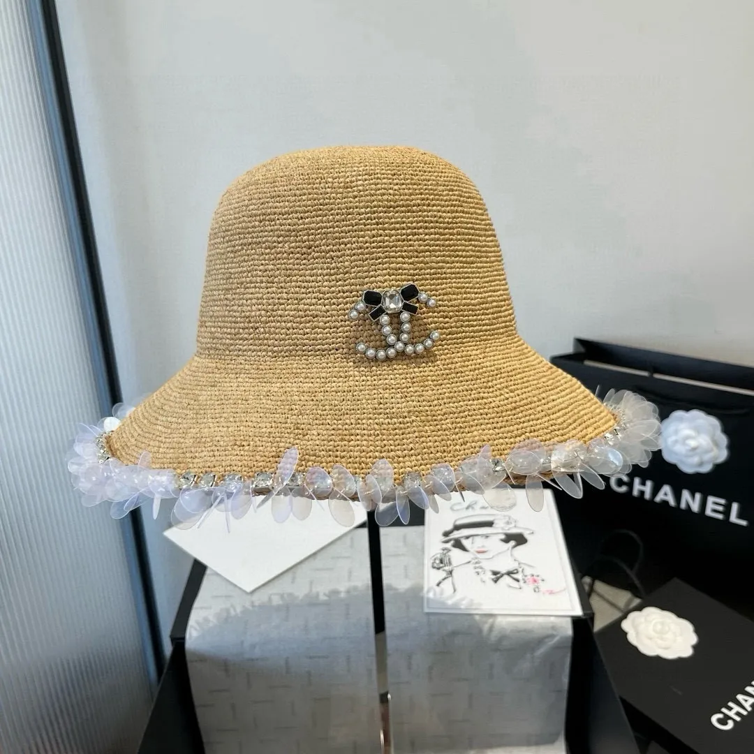💰220¥ Chanel Raffia straw hat, hand-crocheted, high-end customization, head circumference 57cm