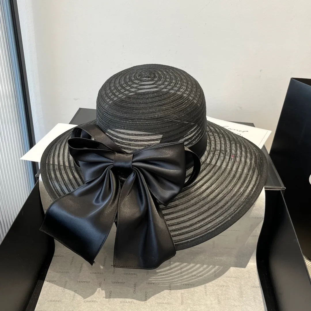 💰150¥ Chanel organza ladylike hat with satin bow, head circumference 57cm