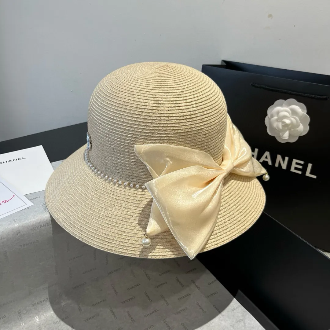 💰180¥ Chanel straw hat, bow hat, lady style PP straw hat, head circumference 57cm