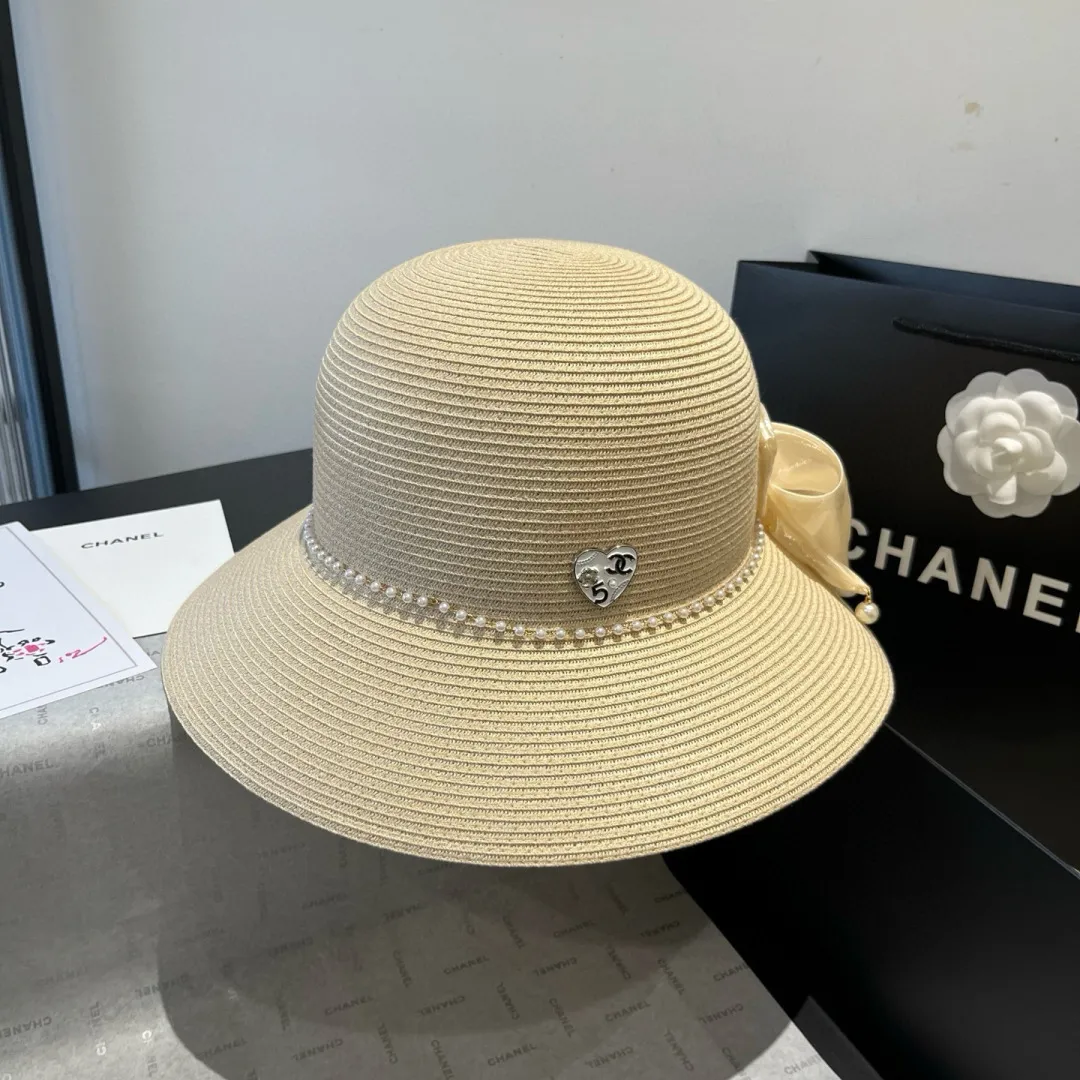 💰180¥ Chanel straw hat, bow hat, lady style PP straw hat, head circumference 57cm