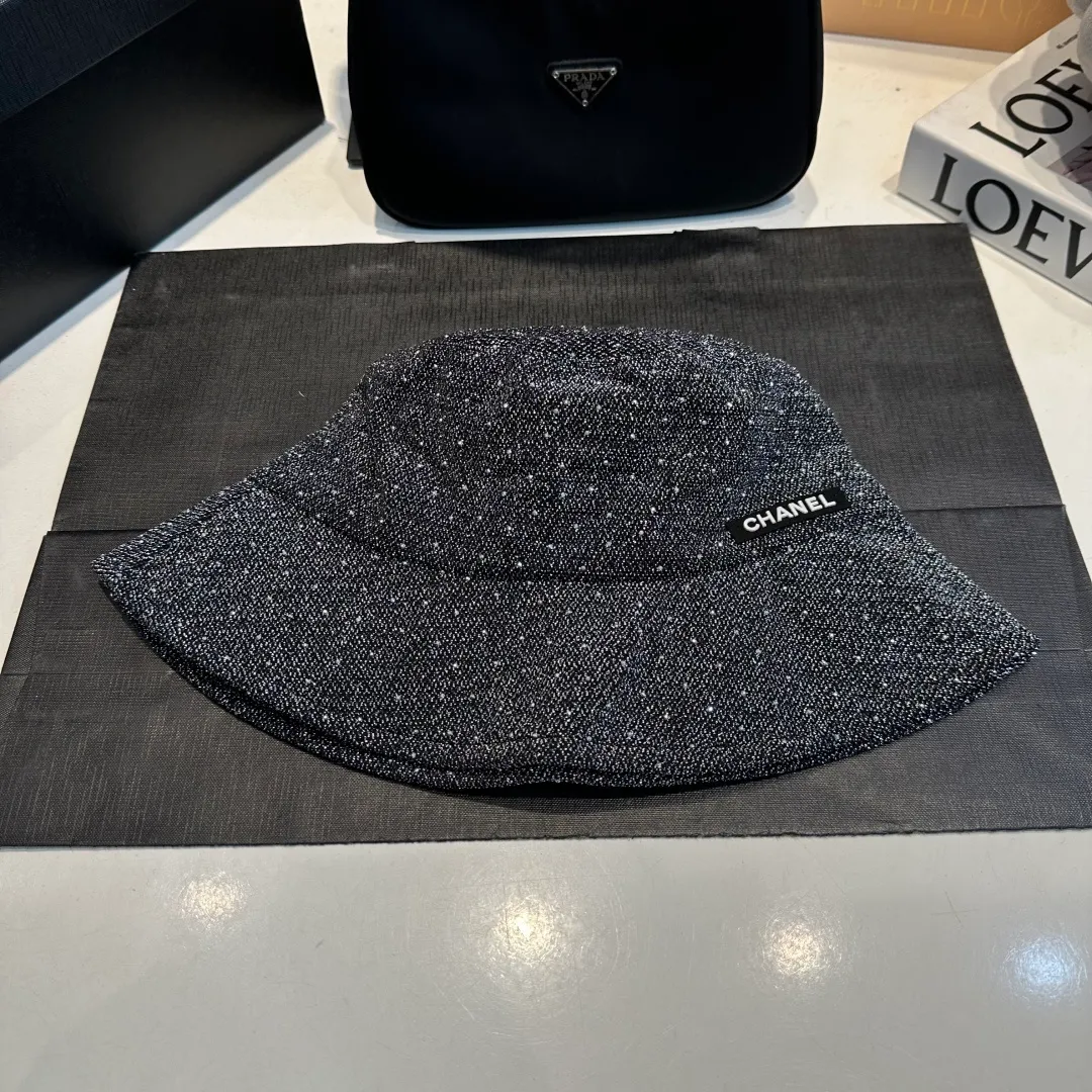 P60 Chanel large brim bucket hat, canvas hat, simple internet celebrity style, head circumference 57cm
