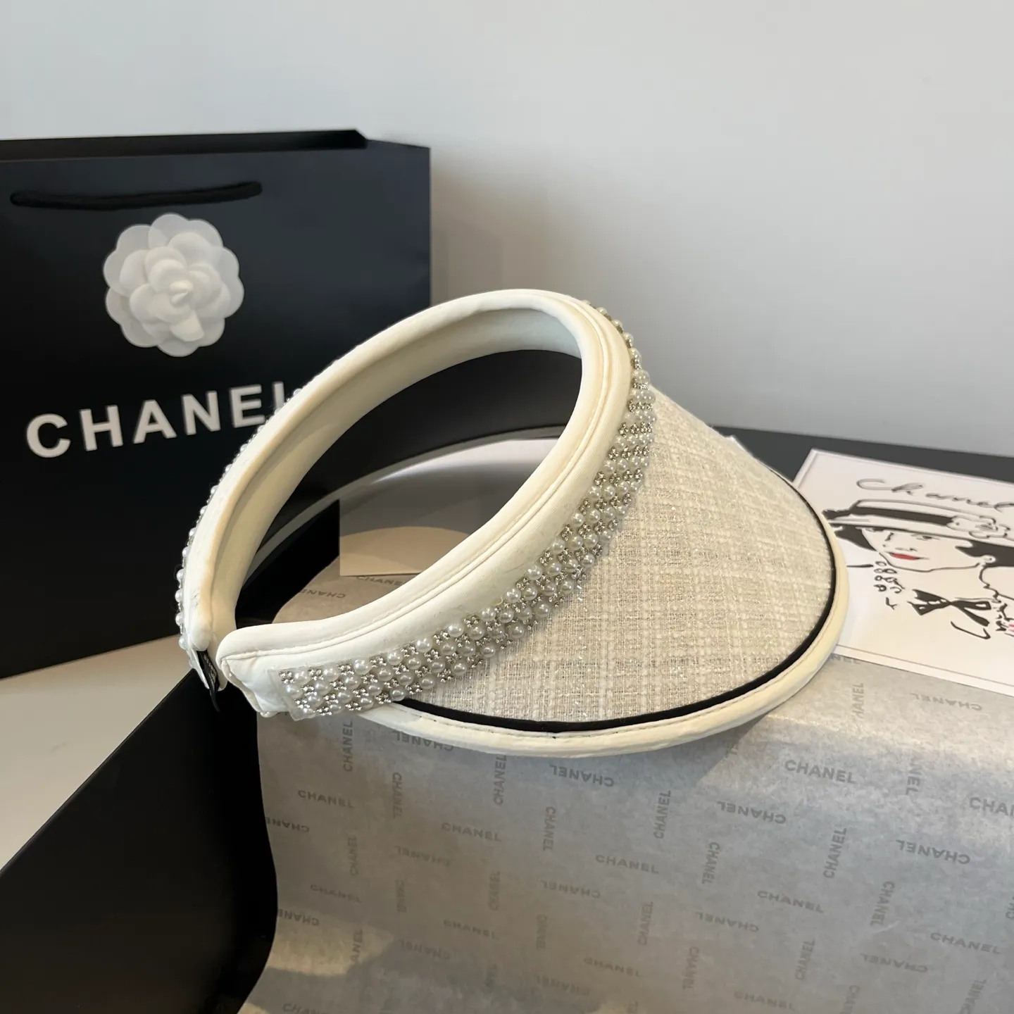 💰90¥ Chanel pearl headband, sun hat