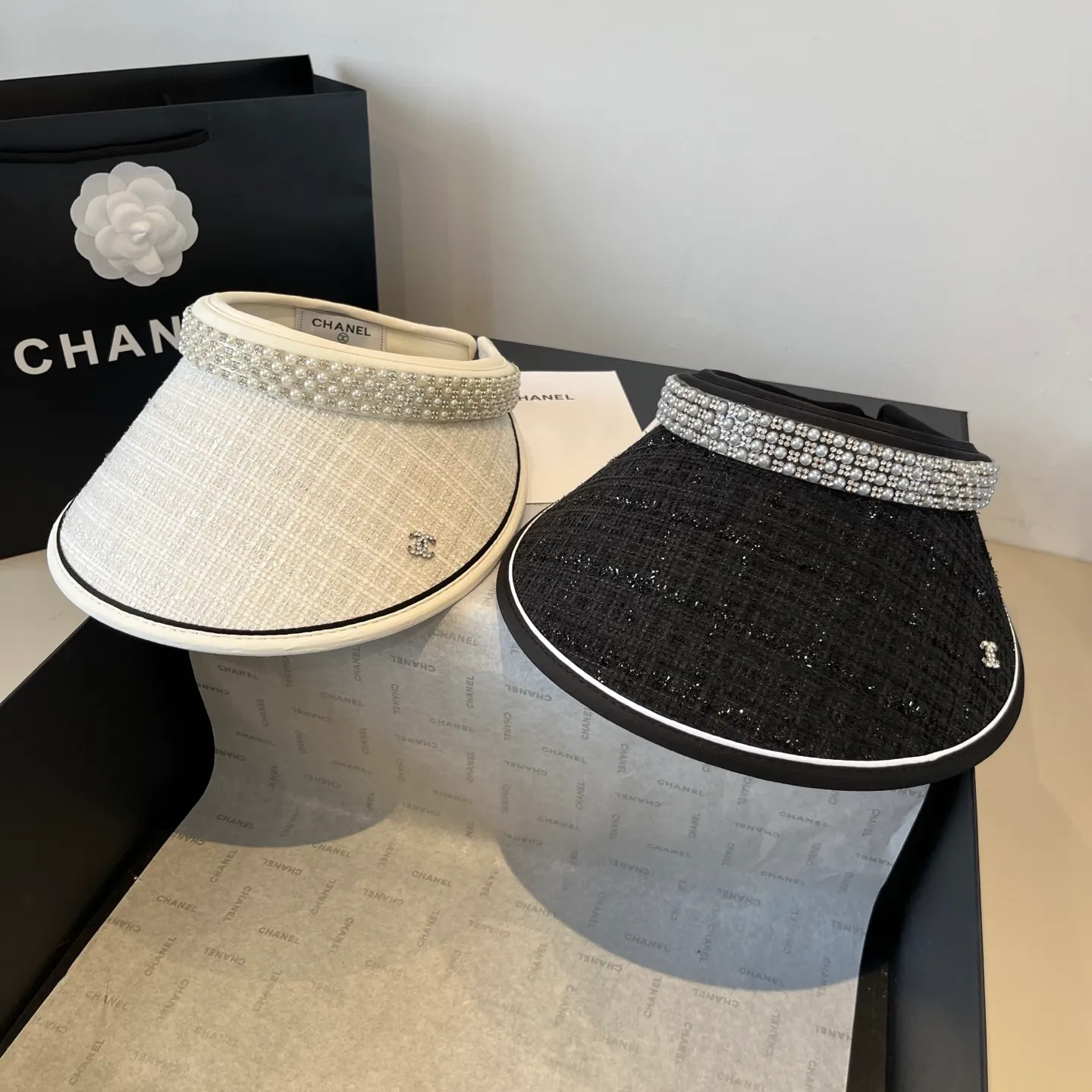 💰90¥ Chanel pearl headband, sun hat