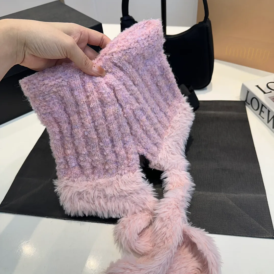 P60 CHANEL Chanel Cat Ears Wool Hat Women's Autumn and Winter Warm Ear Protection Knitted Hat Japanese Cute Pullover Hat 2024 New Cold Hat