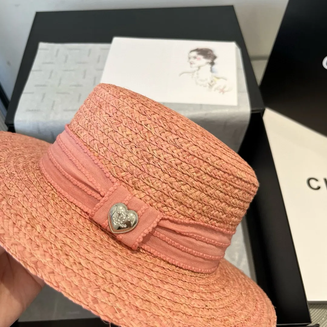 💰140¥ Chanel new raffia hat, flat top sun hat, head circumference 57cm