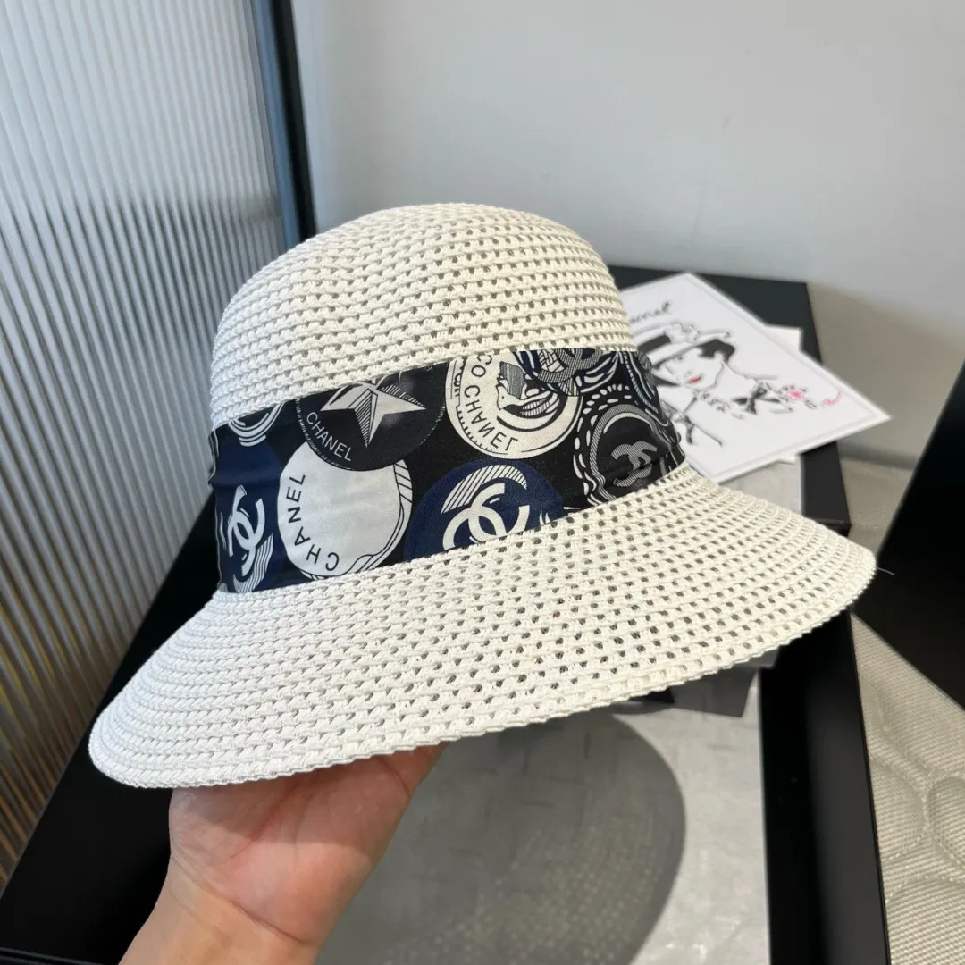 💰140¥ Chanel new straw hat, with silk ribbon, a must-have for fairies when traveling, head circumference 57cm