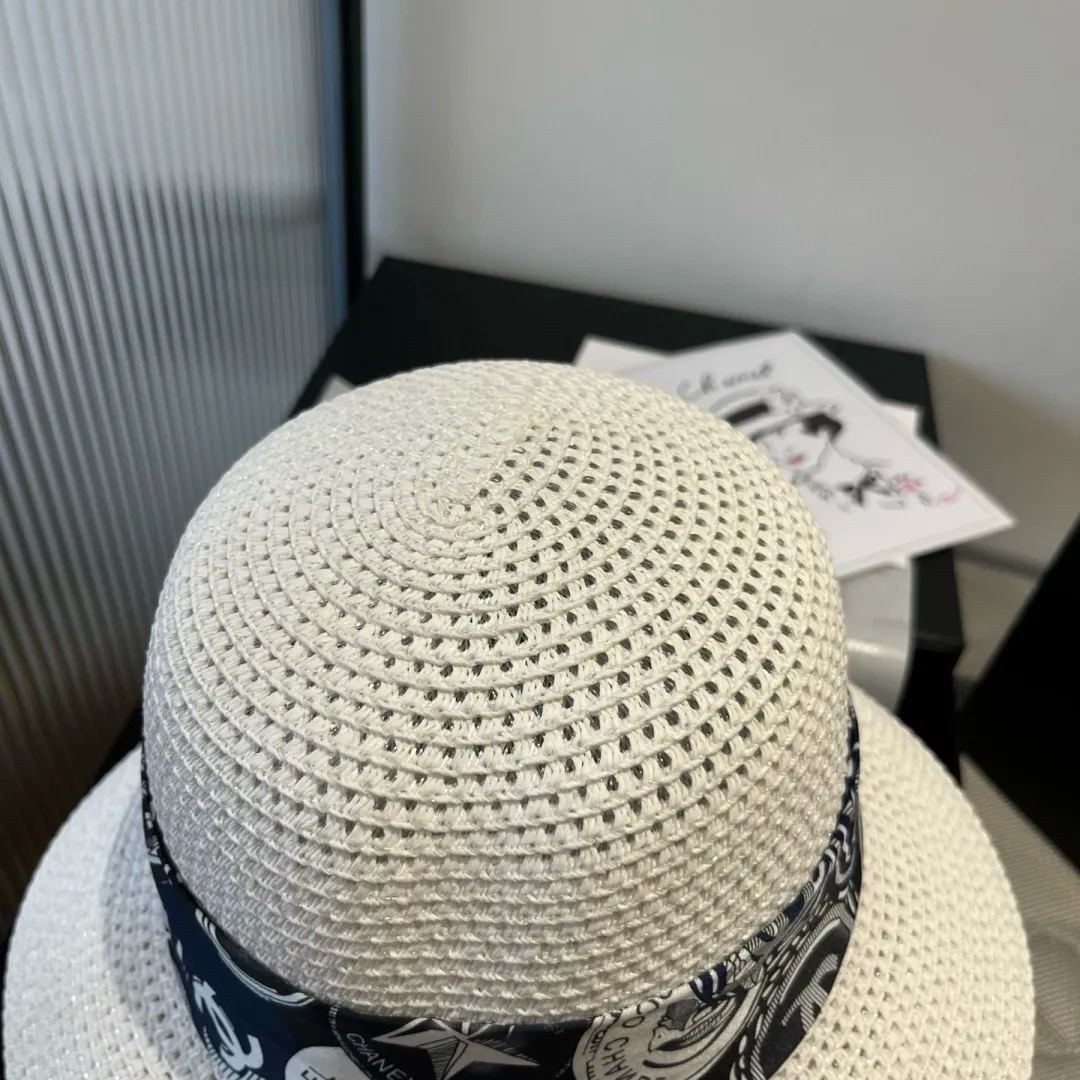 💰140¥ Chanel new straw hat, with silk ribbon, a must-have for fairies when traveling, head circumference 57cm