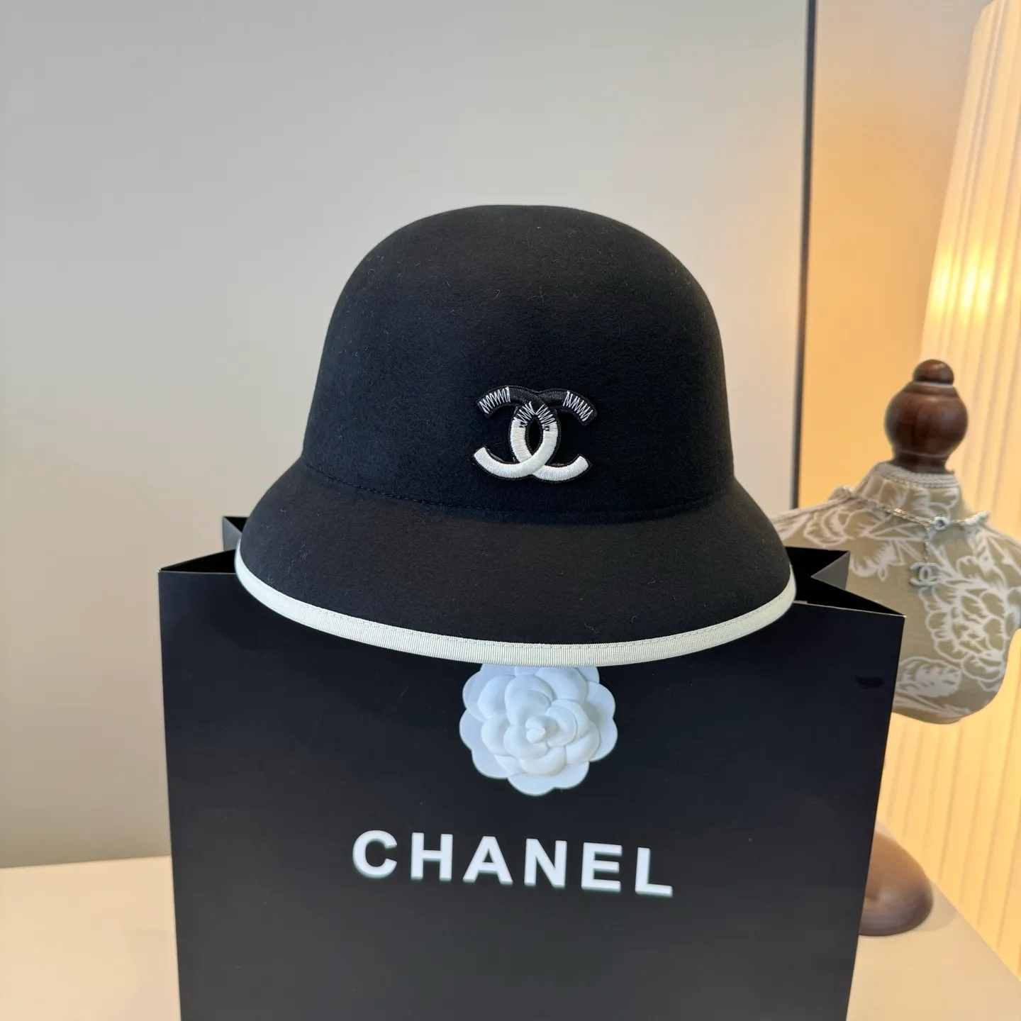 💰180¥ Chanel basin hat, 100% wool fabric 🦙%, head circumference 57cm