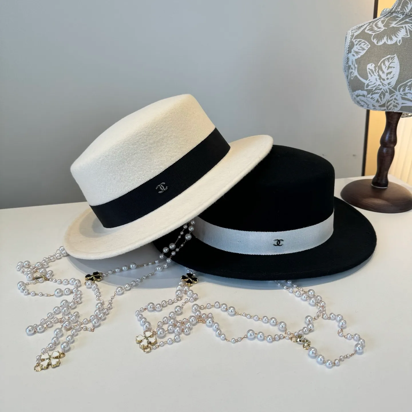 💰200¥ Chanel new wool top hat official model, flat top hat, 100% wool fabric 🦙%, head circumference 57cm
