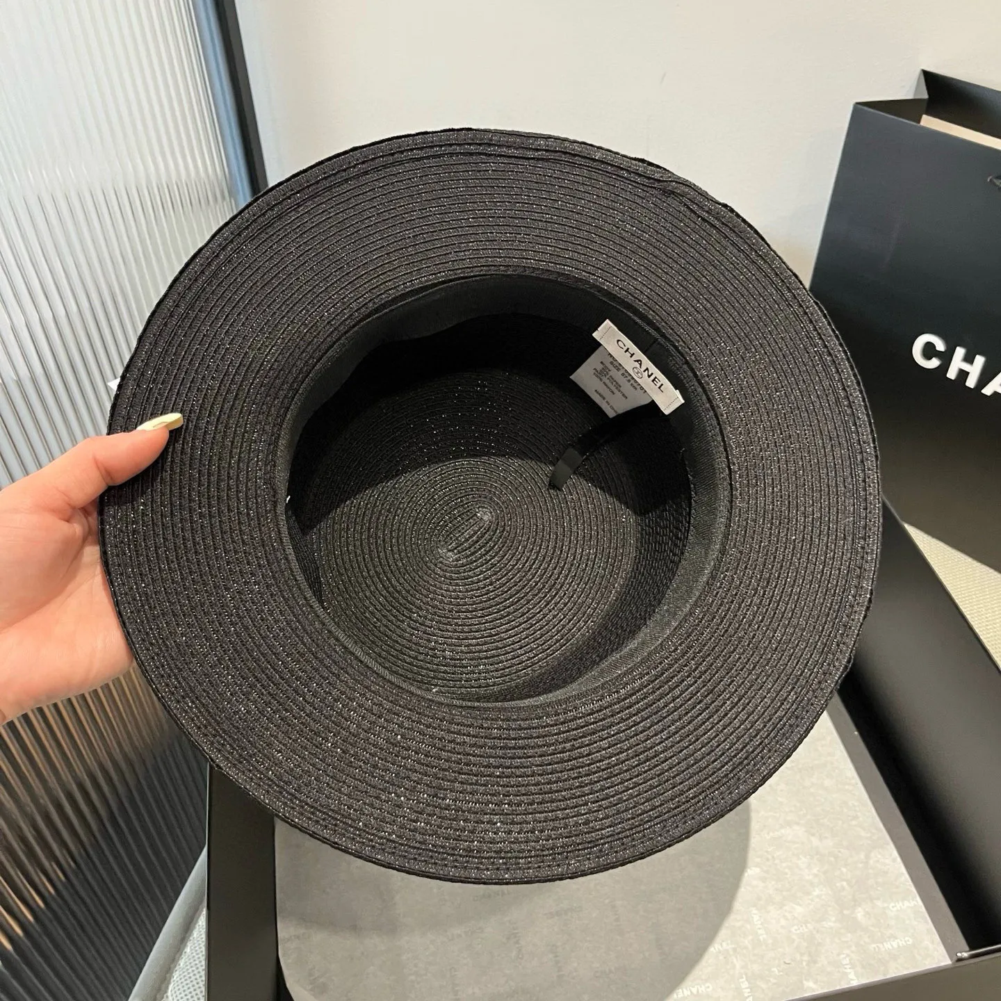 💰160¥ Chanel flat top hat, straw hat, linen accessories, high-end customization, head circumference 57cm
