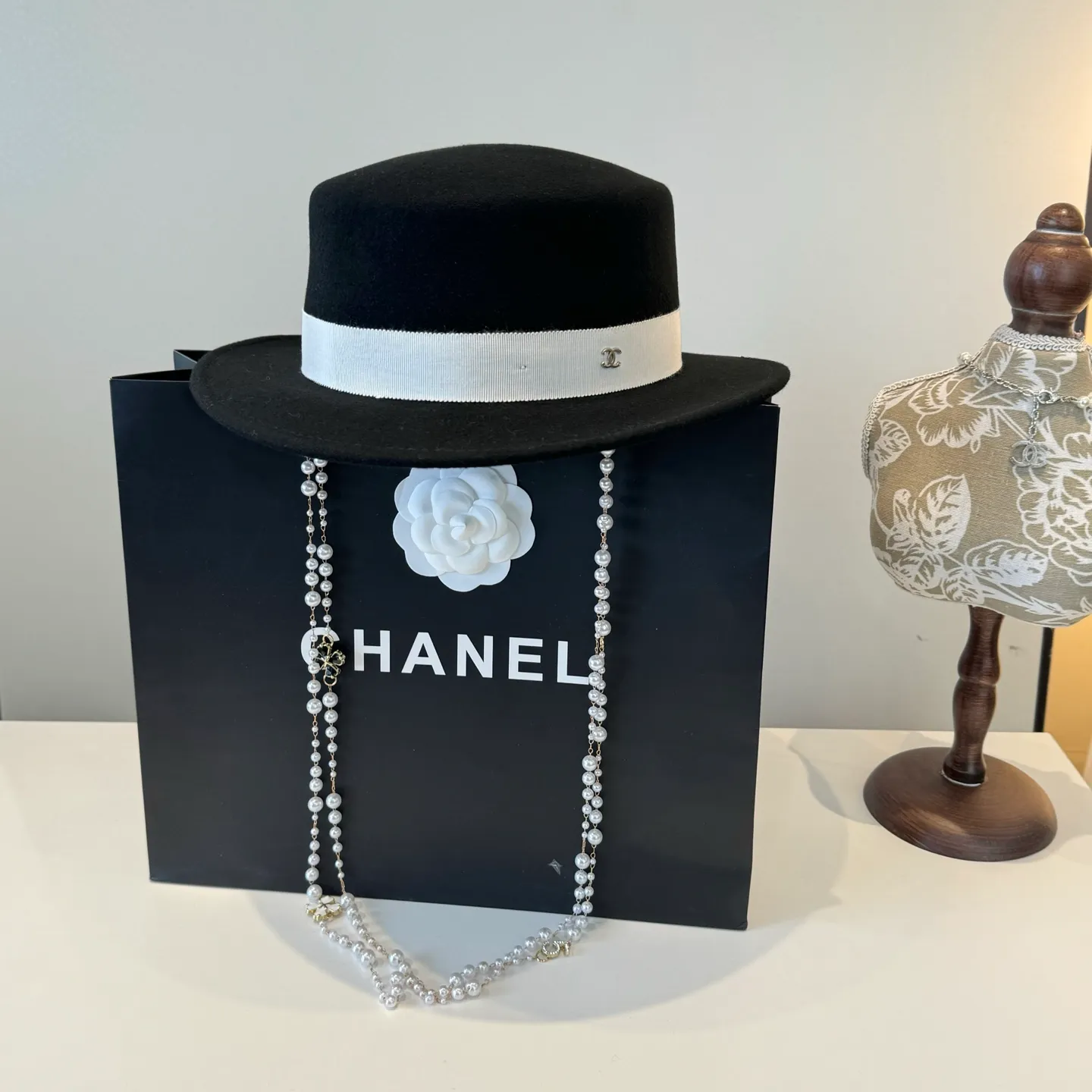 💰200¥ Chanel new wool top hat official model, flat top hat, 100% wool fabric 🦙%, head circumference 57cm