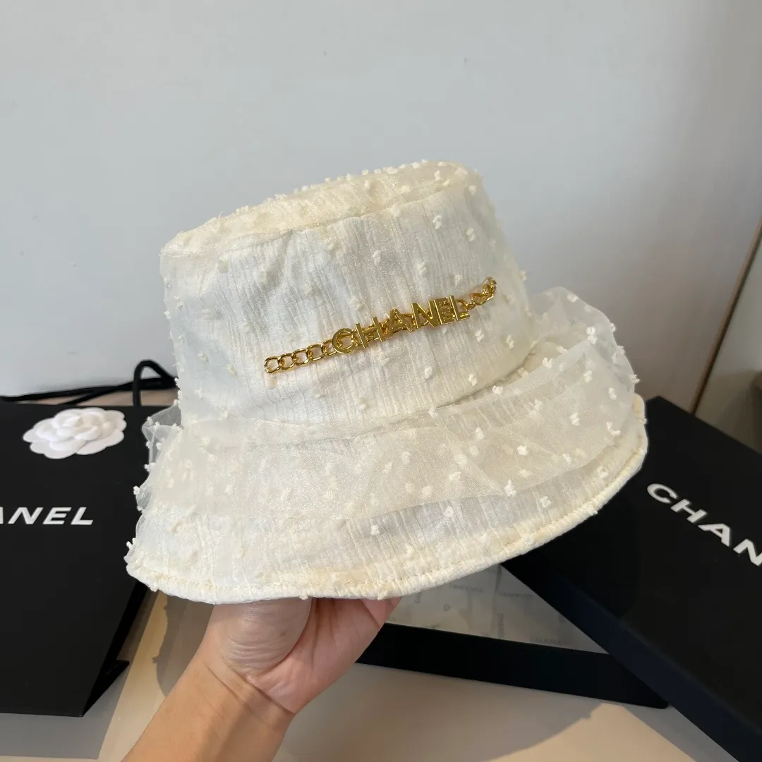 💰130¥ Chanel organza bucket hat, lightweight sun hat, head circumference 57cm