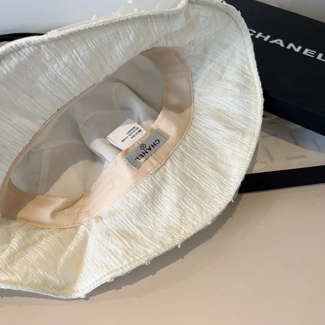 💰130¥ Chanel organza bucket hat, lightweight sun hat, head circumference 57cm