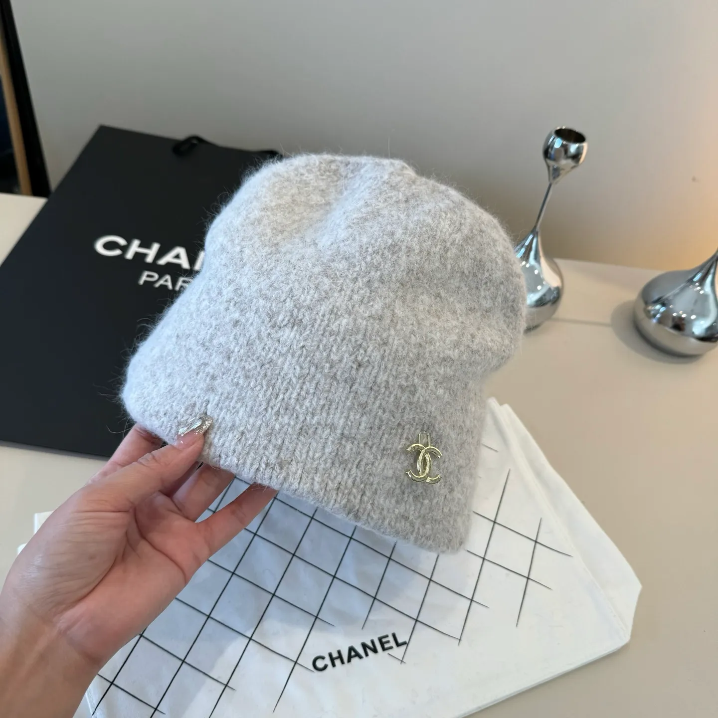 💰100¥ Chanel wool beanie, 100% wool🦙 fabric, head circumference 57cm