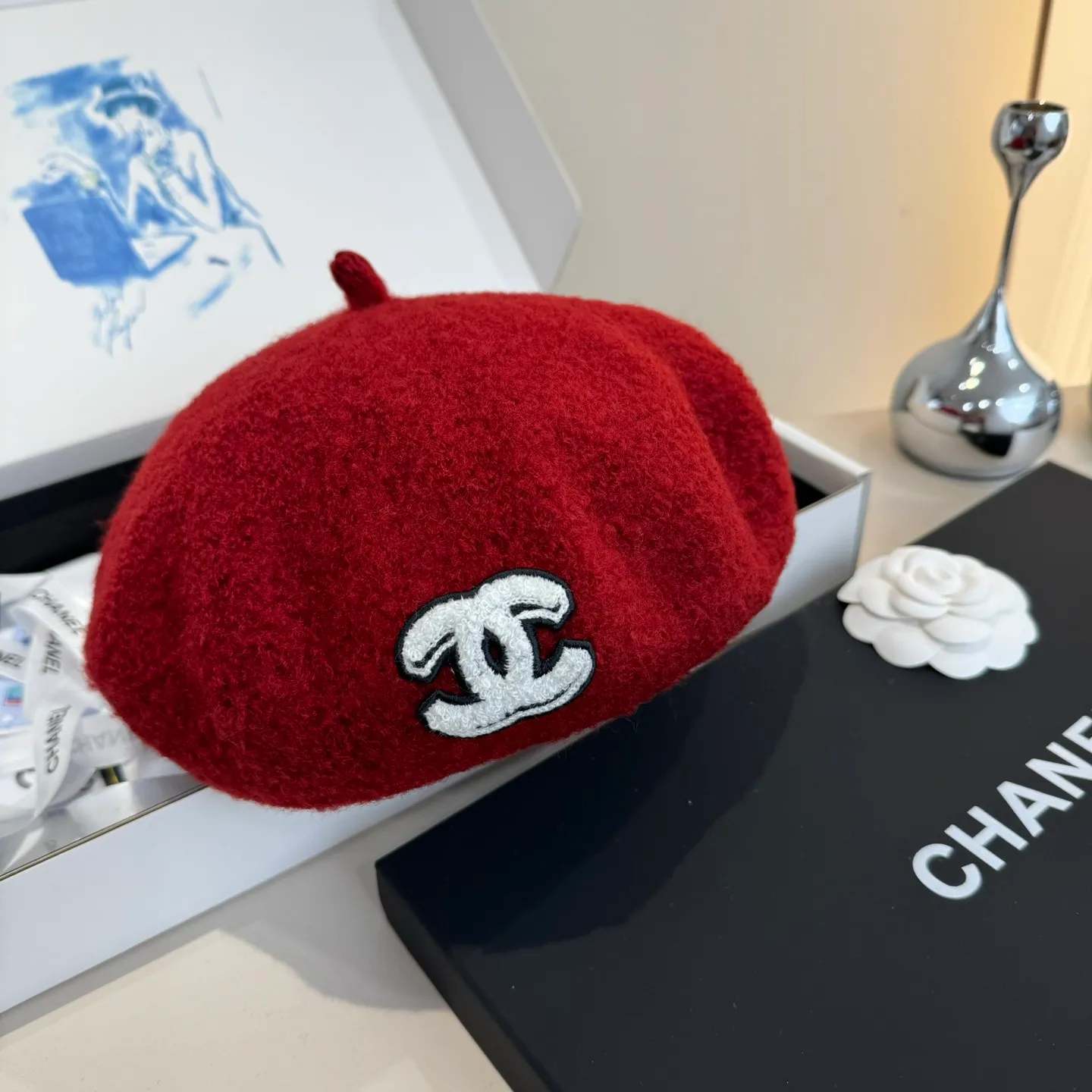 💰120¥ Chanel wool beret, pumpkin hat, 100% wool🦙 fabric, head circumference 57cm