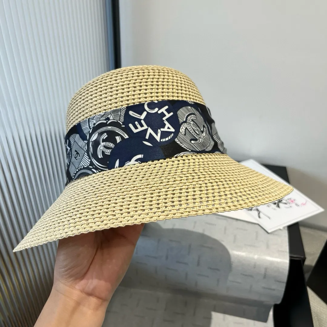 💰140¥ Chanel new straw hat, with silk ribbon, a must-have for fairies when traveling, head circumference 57cm