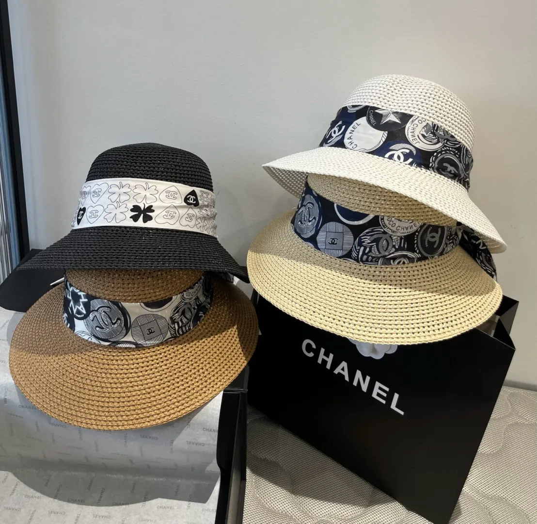 💰140¥ Chanel new straw hat, with silk ribbon, a must-have for fairies when traveling, head circumference 57cm