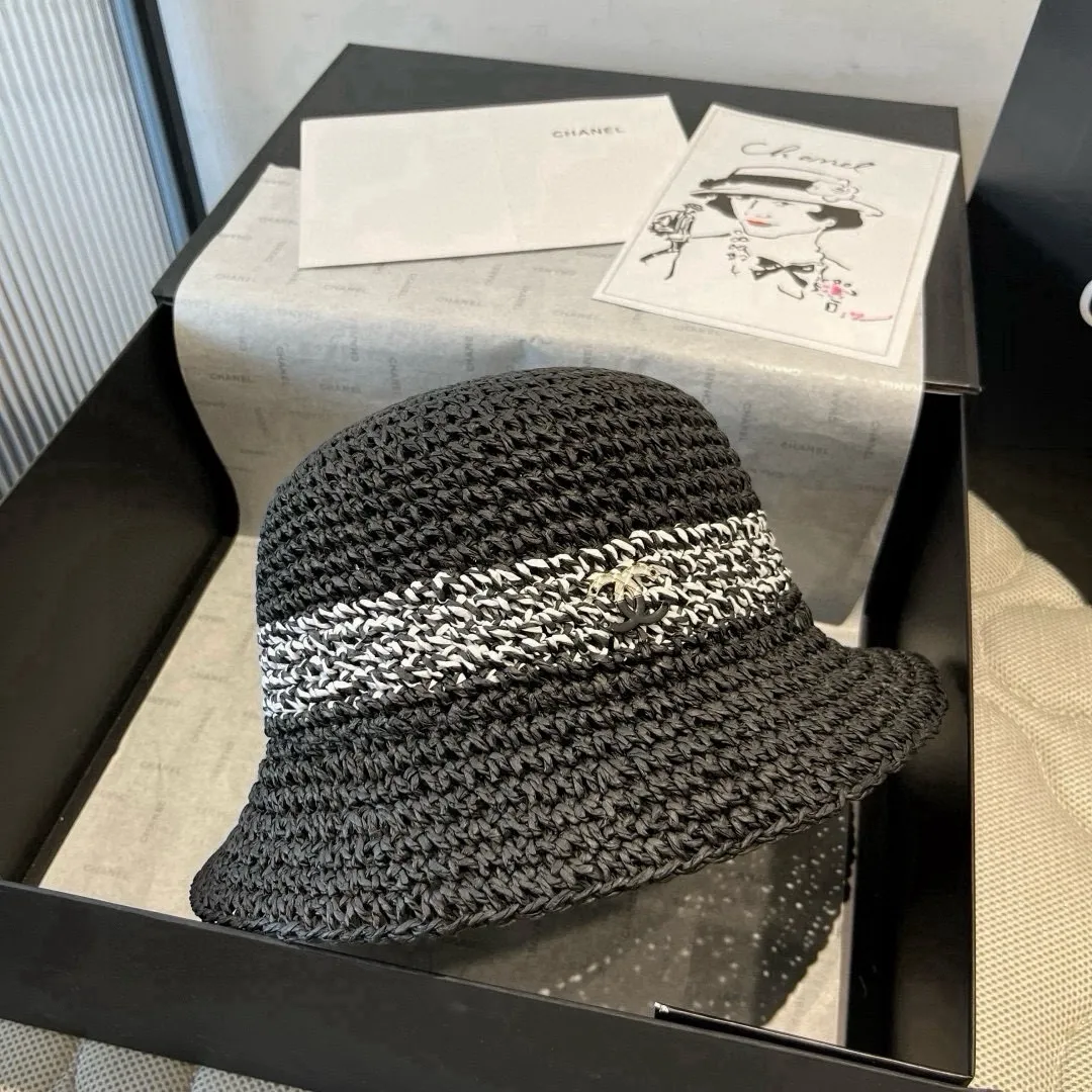 💰130¥ Chanel papyrus sun hat, straw hat, foldable, head circumference 57cm