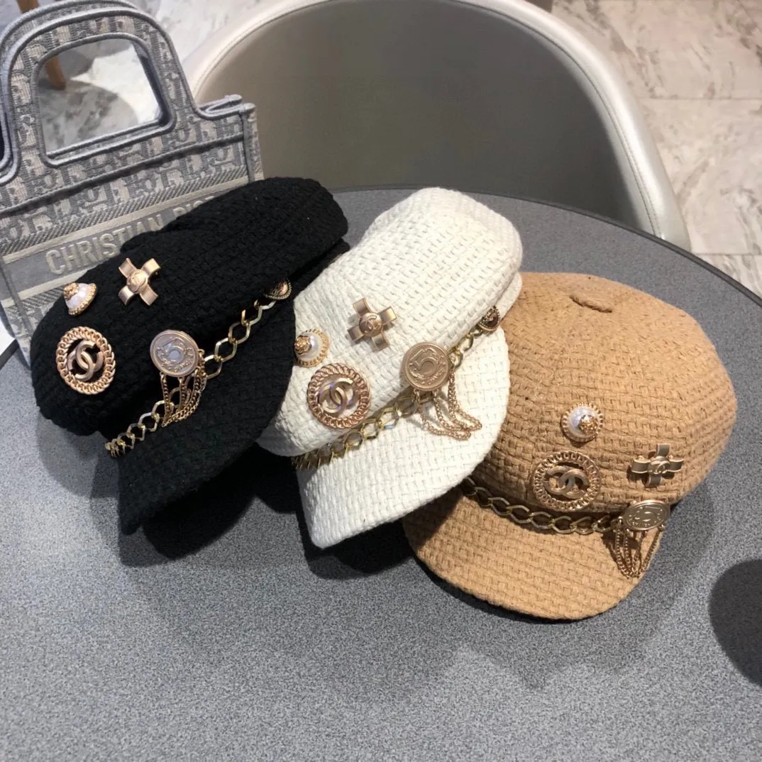 P170 CHANEL woolen octagonal military cap, made of heavy metal, a must-have for keeping warm in autumn and winter, versatile and fashionable, a must-have for goddesses!