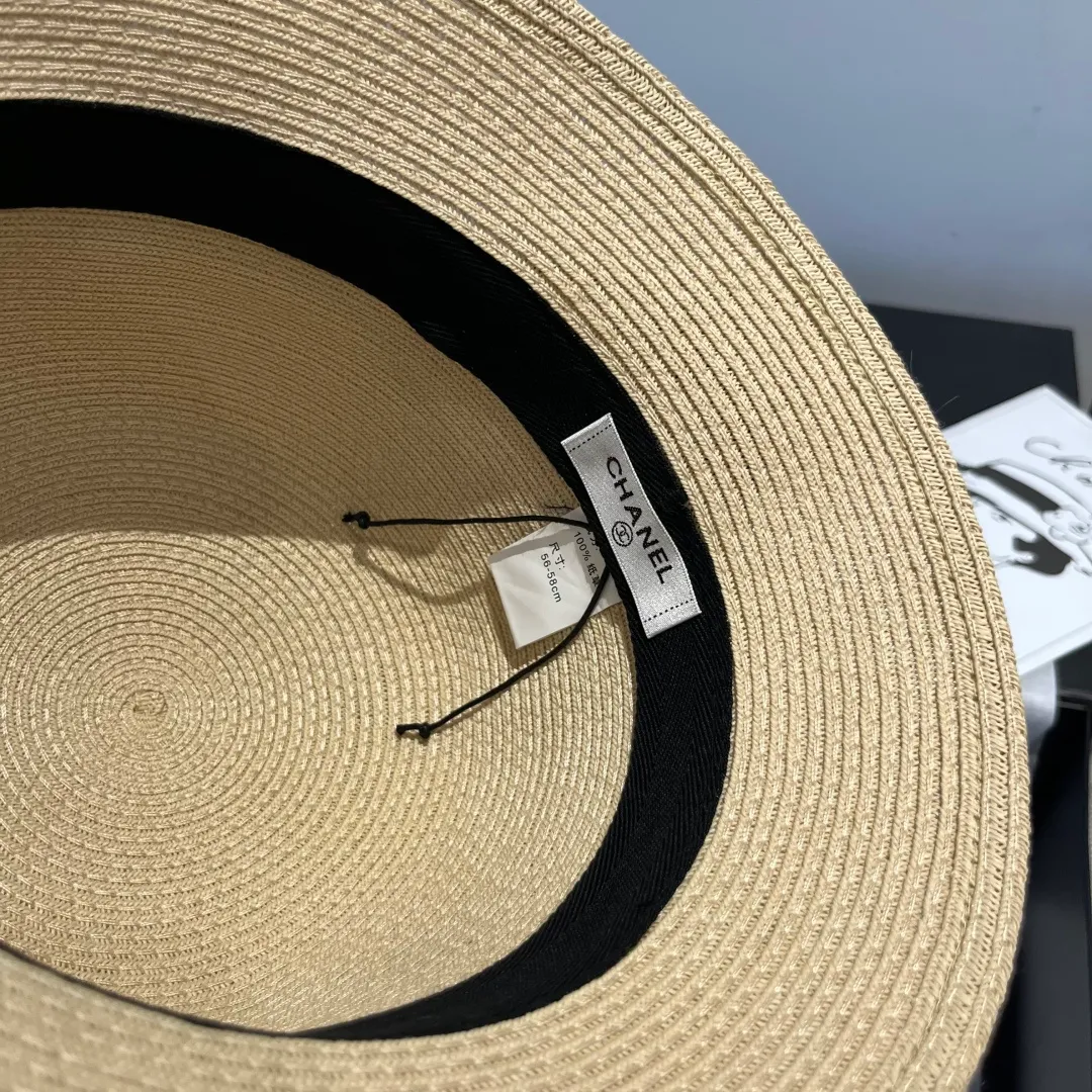 💰140¥ Chanel new top hat, original small basin hat, straw hat, head circumference 57cm
